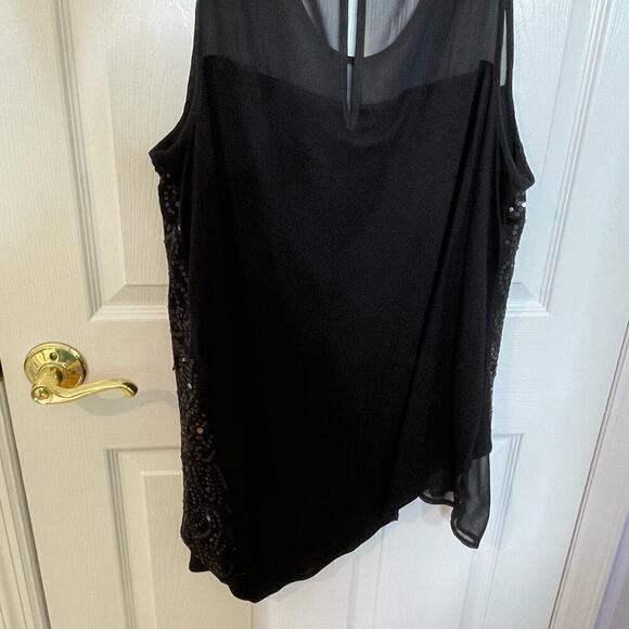 Dantelle evening blouse black sequins sleeveless chiffon 1X - Picture 5 of 7